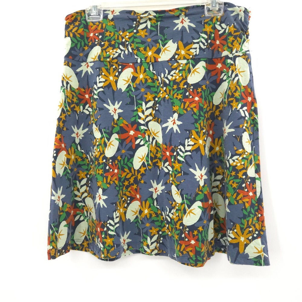 Toad&Co Samba Floral Skirt Womens L Blue Organic Cotton Tencel Mini A-Line